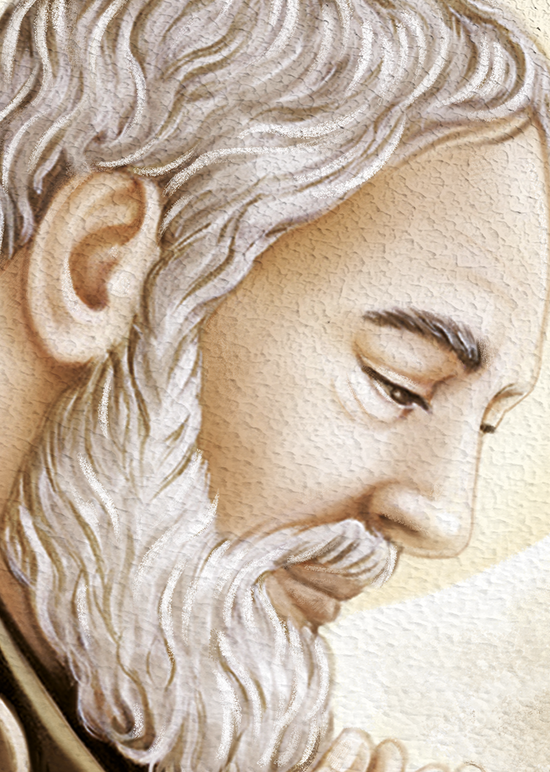 Pannello in legno materico Quadri&Quadri con bordo oro Padre Pio