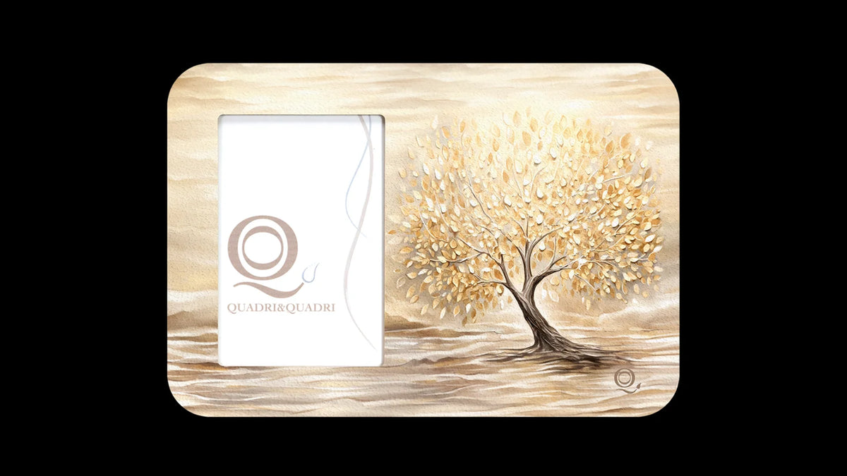 Portafoto in legno Quadri&Quadri materico con bordi stuccati bianchi e retro laccato bianco ALBERO DELLA VITA