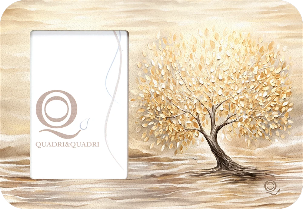 Portafoto in legno Quadri&Quadri materico con bordi stuccati bianchi e retro laccato bianco ALBERO DELLA VITA