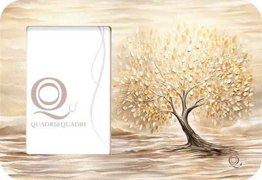 Portafoto in legno Quadri&Quadri materico con bordi stuccati bianchi e retro laccato bianco ALBERO DELLA VITA