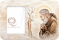 Portafoto Quadri&quadri in legno materico con bordi stuccati bianchi e retro laccato bianco PADRE PIO