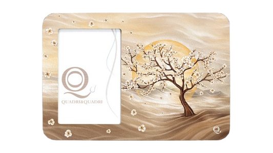 Portafoto in legno Quadri&Quadri materico con bordi stuccati bianchi e retro laccato bianco ALBERO CILIEGIO