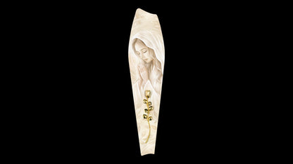 Pannello in legno materico Quadri&Quadri con rosa removibile e bordo oro Madonna