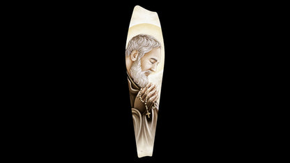 Pannello in legno materico Quadri&Quadri con bordo oro Padre Pio